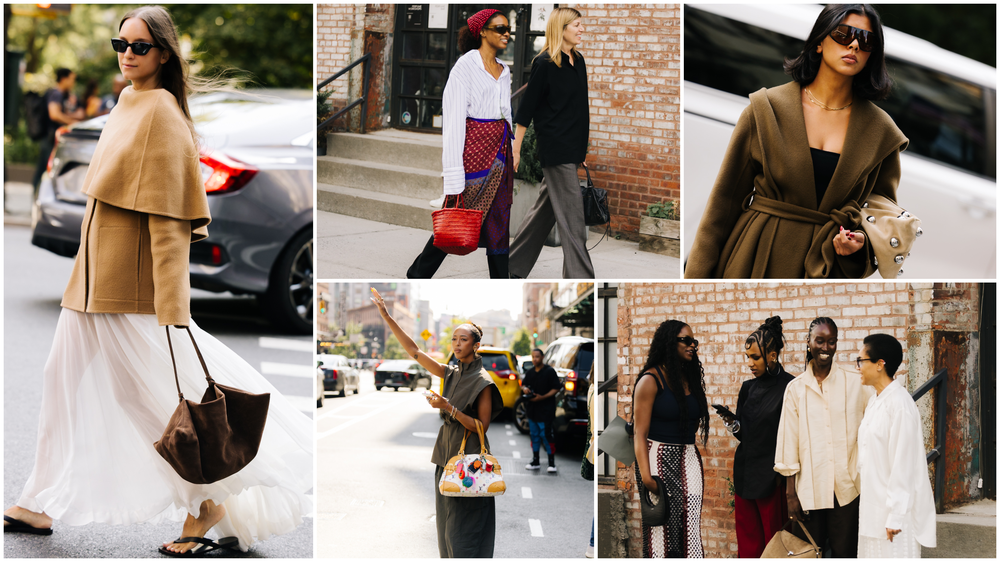 a collage of women at new york fashion week spring 2026 season wearing fall 2025 trends