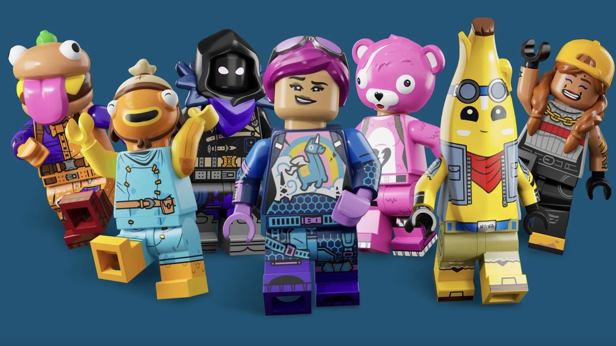 Fortnite Lego characters standing side by side