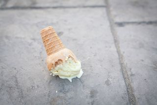 Ice cream cone on the floor