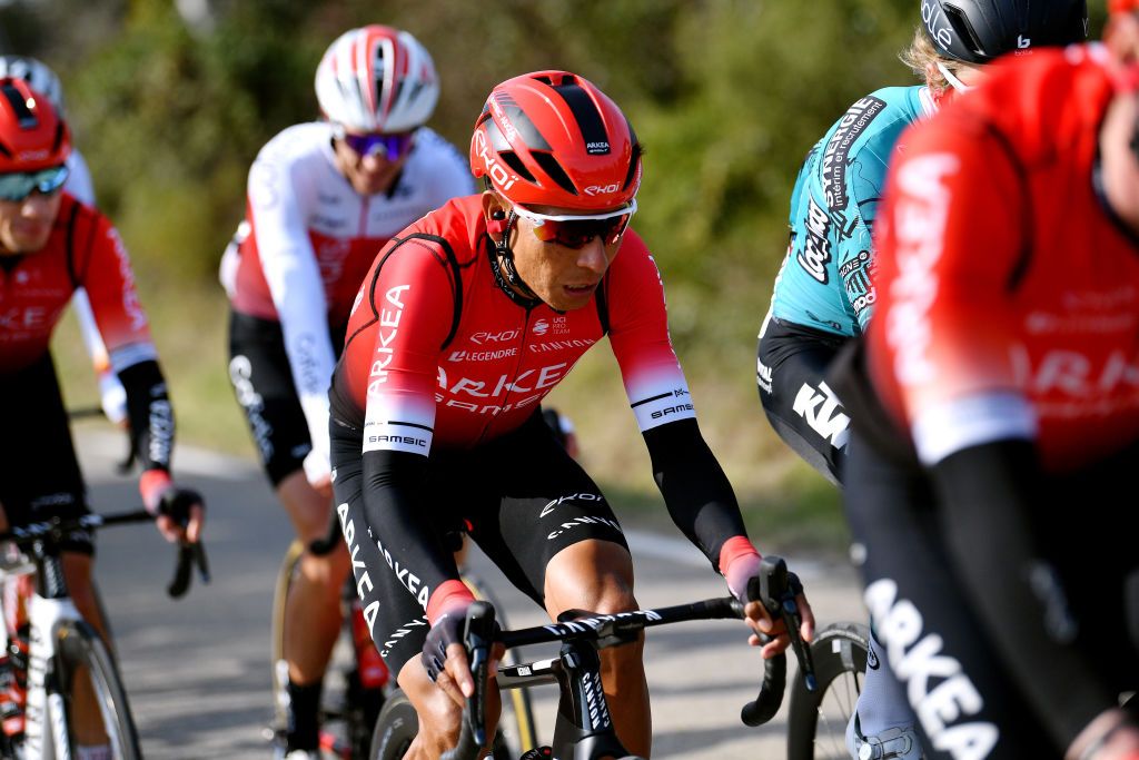 MANOSQUE FRANCE FEBRUARY 12 Nairo Alexander Quintana Rojas of Colombia and Team Arka Samsic competes during the 6th Tour de La Provence 2022 Stage 2 a 1806km stage from Arles to Manosque 417m TDLP22 on February 12 2022 in Manosque France Photo by Luc ClaessenGetty Images