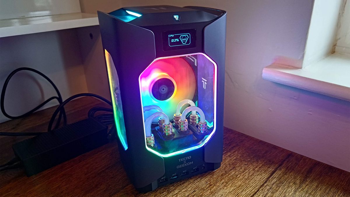 Geekom X Tecno Megamini G1 Mini PC Hands-On: Compact gaming rig with liquid cooling and flashy RGB