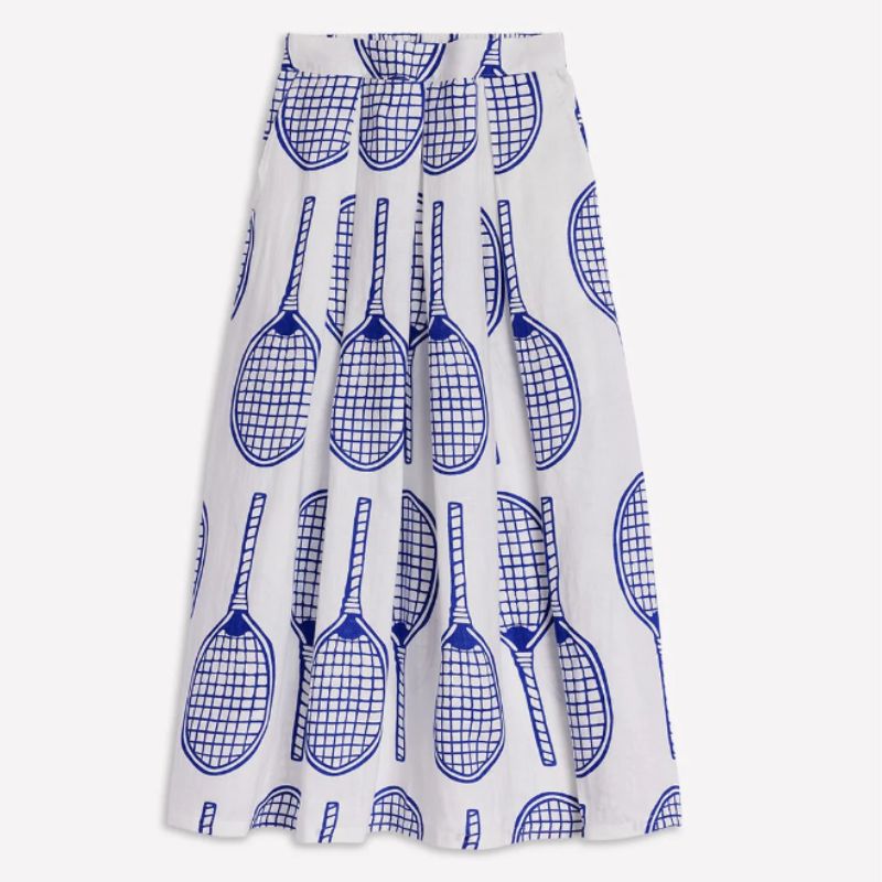 a line skirt with tennis print