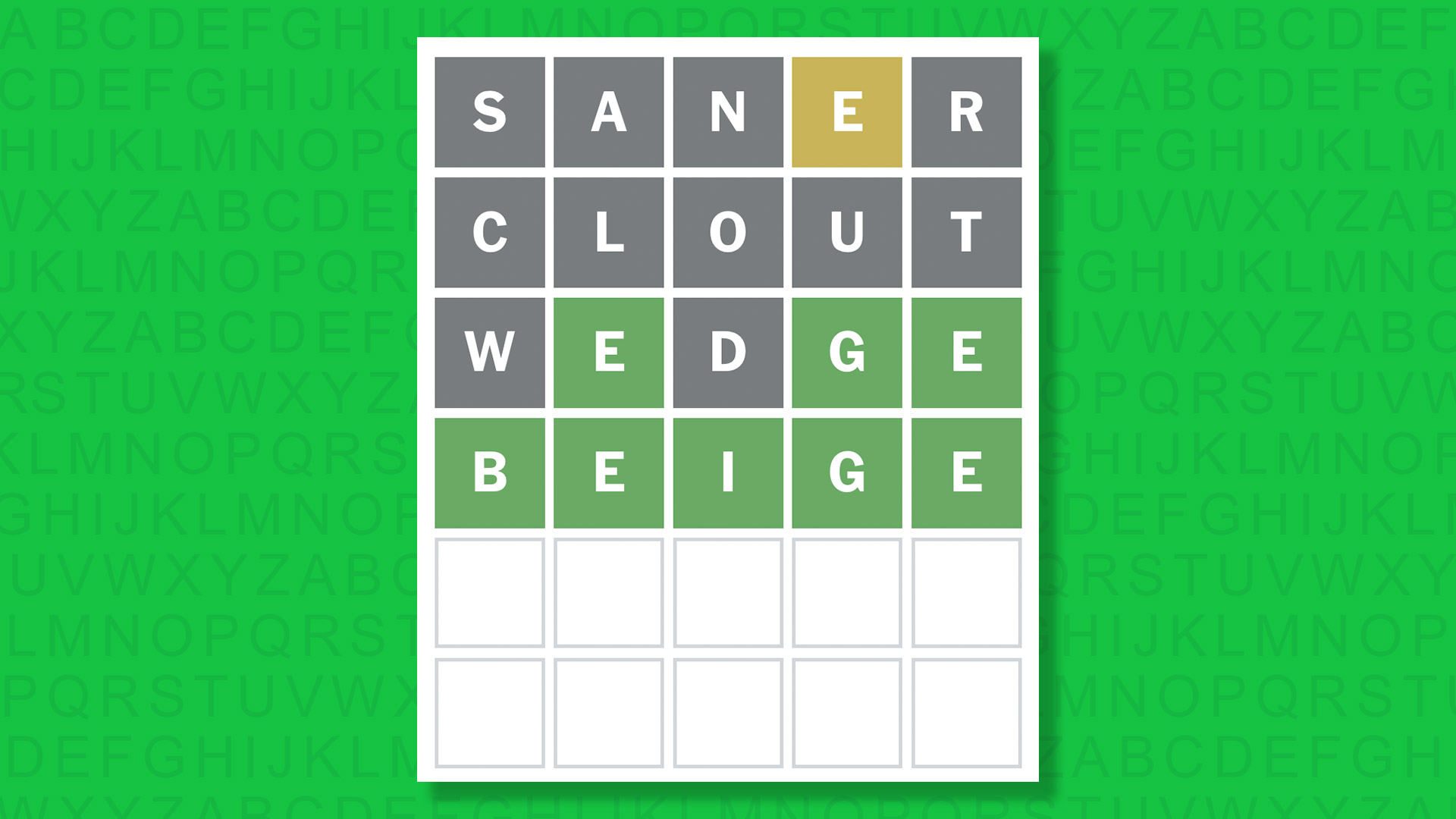 NYT Wordle answer for game 1905 on a green background
