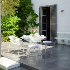 Patio area with metal garden furniture