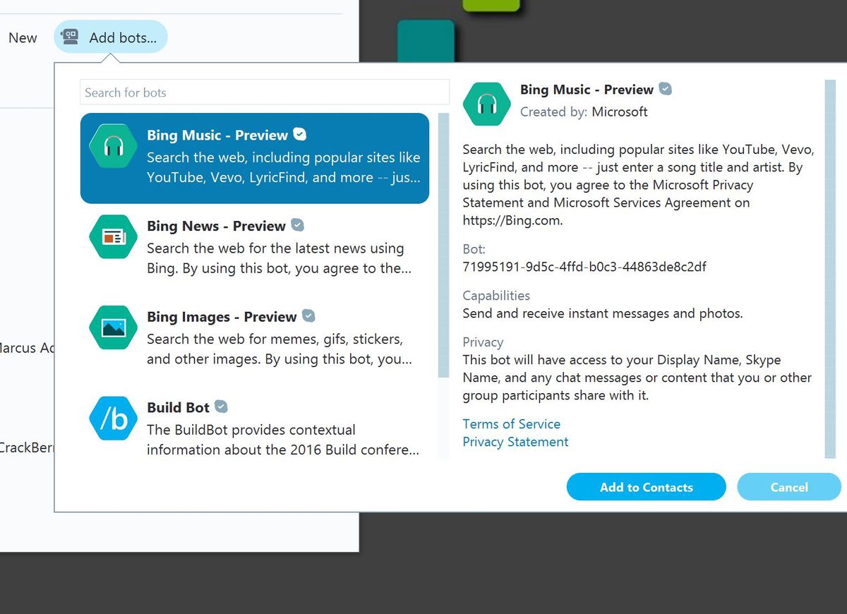 Select Skype Bot