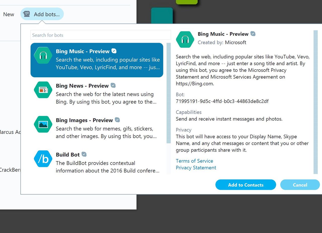 Select Skype Bot