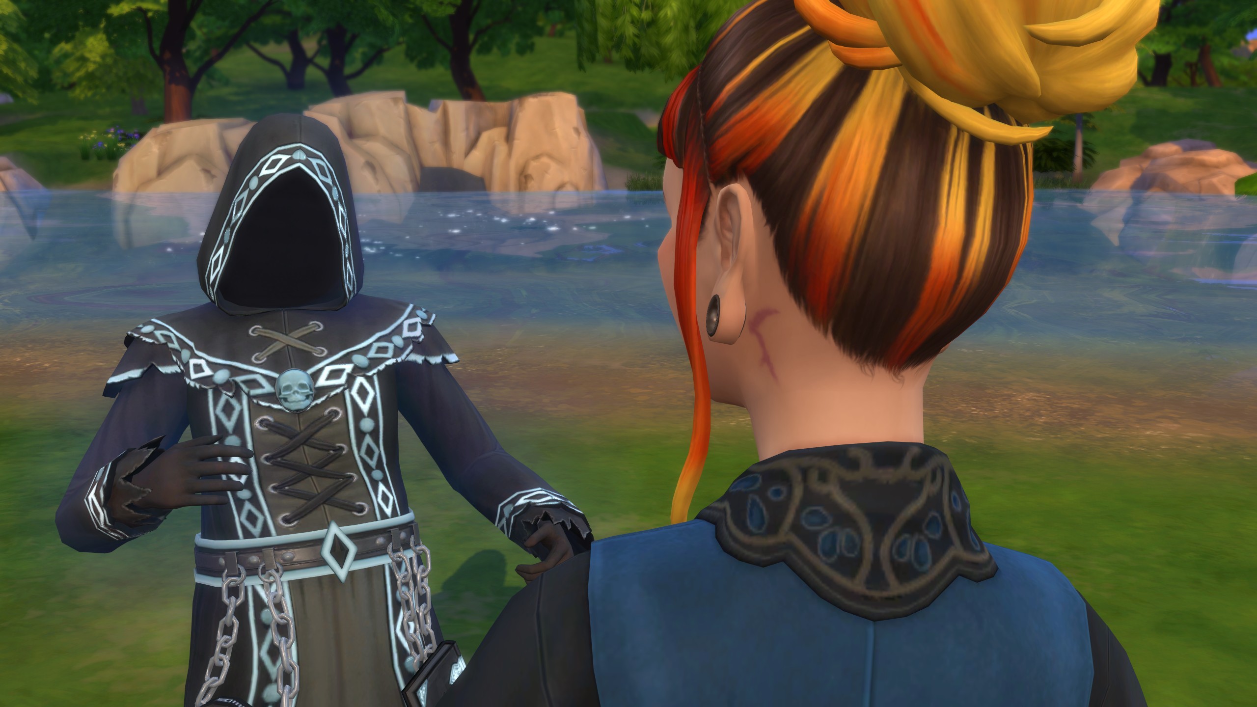 The Sims 4 Life &amp;amp; Death - A Reaper talks to a sim with a Grimborn birthmark on their neck