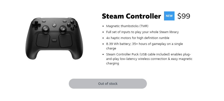 Steam Controller out of stock image