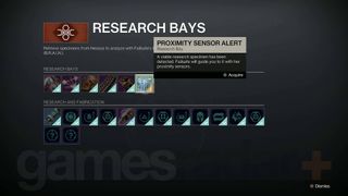 Destiny 2 Echoes Specimen ID: NES006 proximity sensor alert research bay