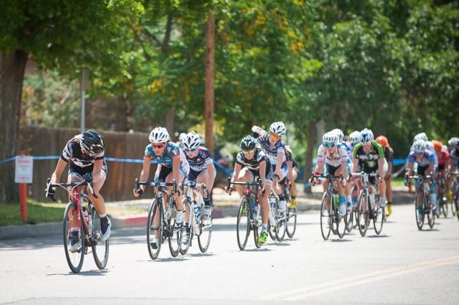 The field strung out during mid race as a break is being reeled in.