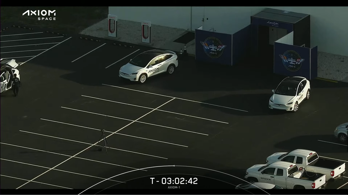 The astronauts of Ax-1 boarded two customized Teslas for the short drive to the launch pad.