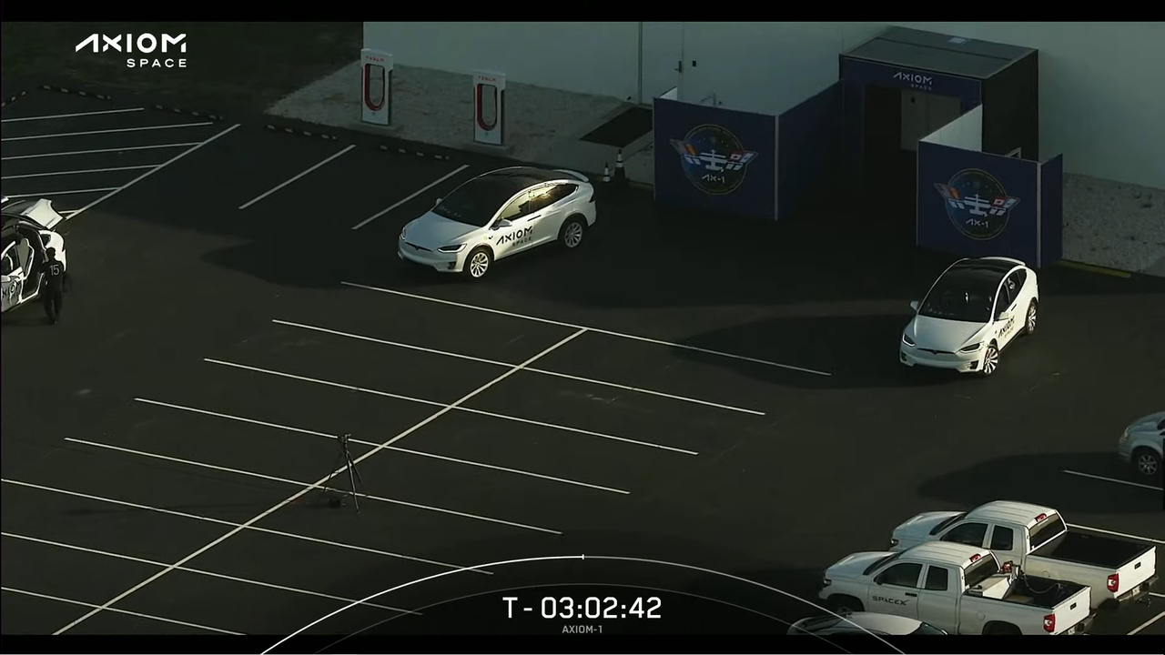 The astronauts of Ax-1 boarded two customized Teslas for the short drive to the launch pad.