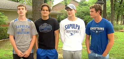 The four teens who saved Catherine Ritchie from a fire in her Oklahoma home.