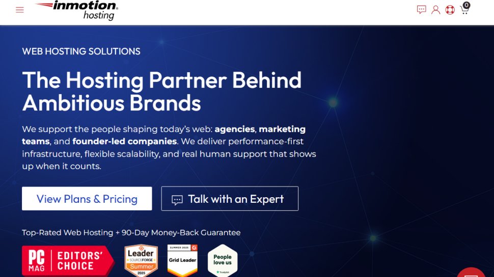 Website screenshot of InMotion Hosting + Piwigo (August, 2025)