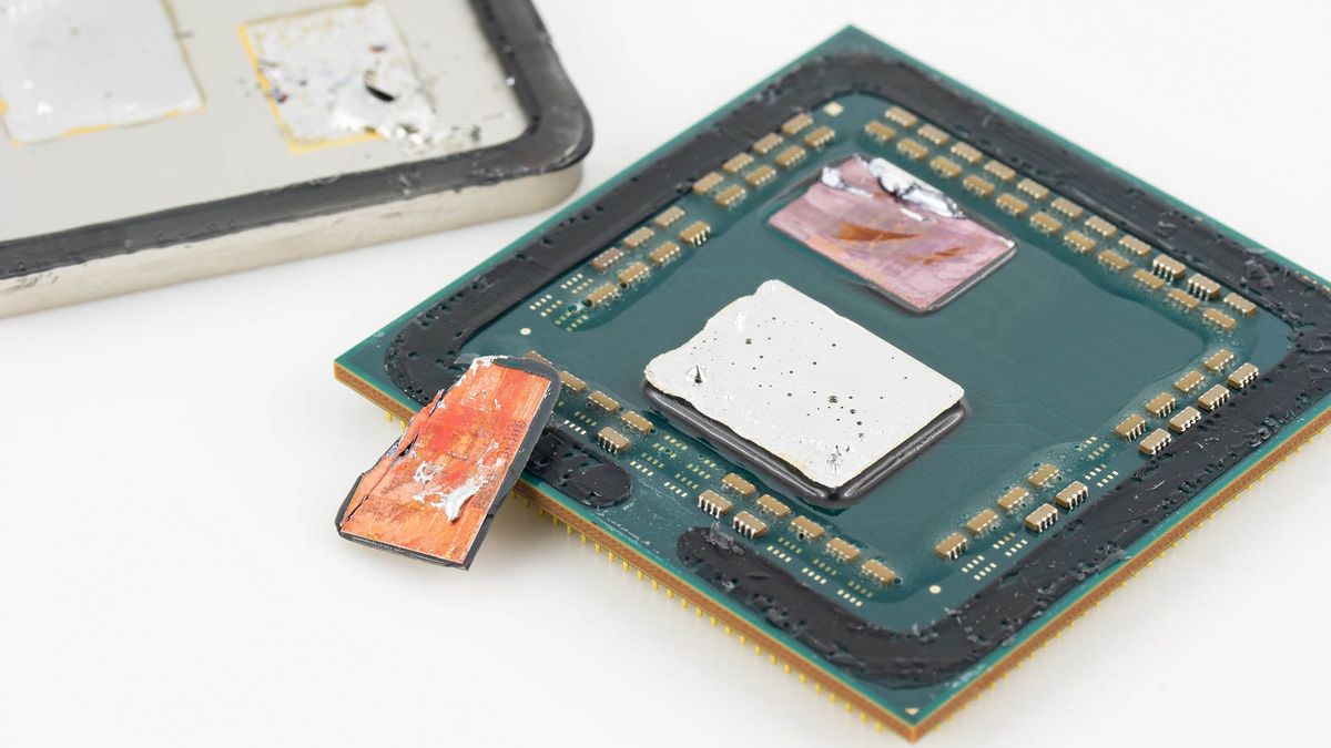 Here's an AMD Ryzen 5 5600X delidded and destroyed. You know, for science