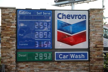 A Chevron gas station sign