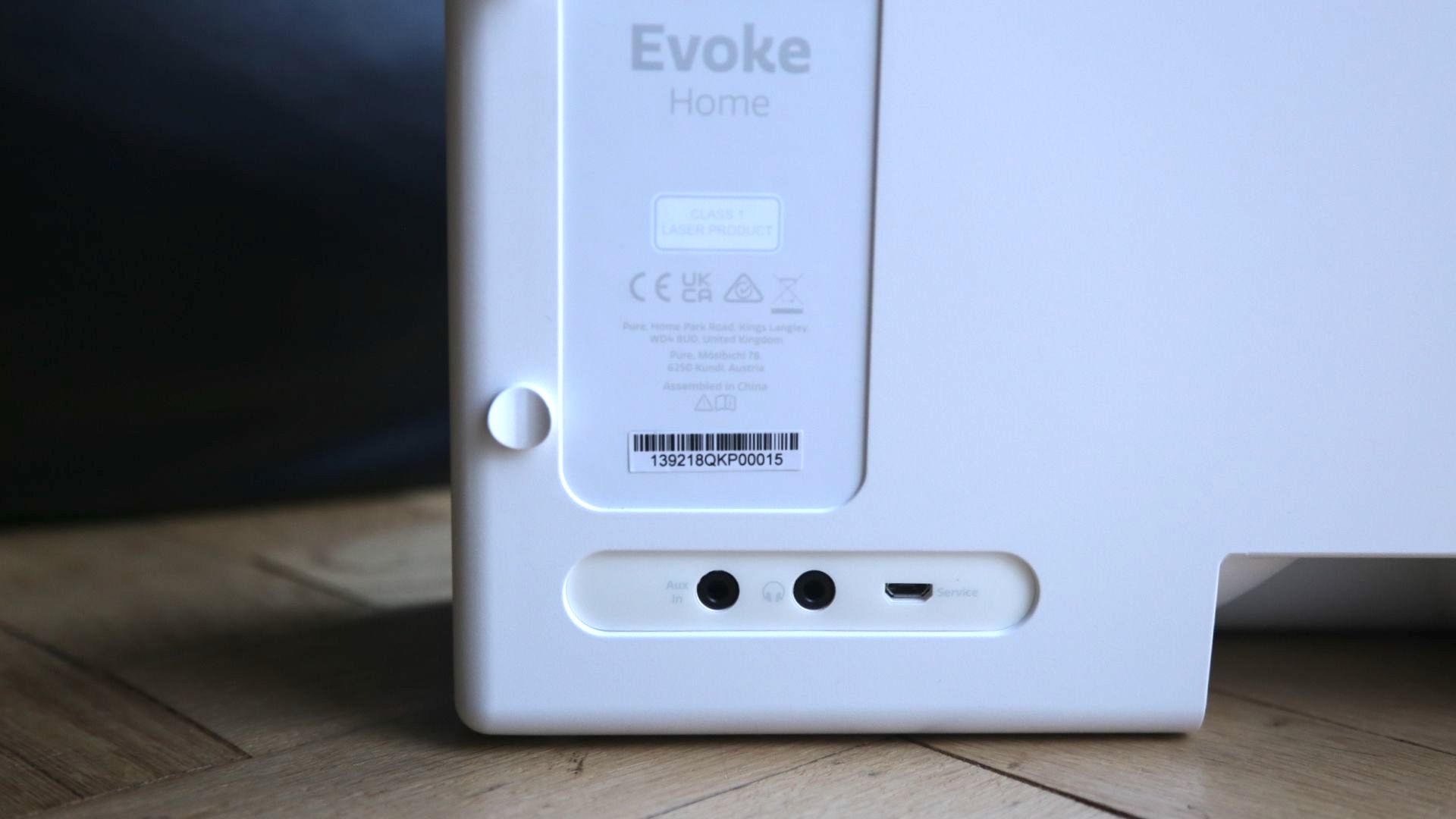 the back of the pure evoke home wireless speaker