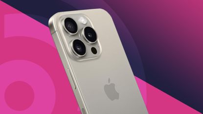 iPhone 15 Pro Max on a pink background