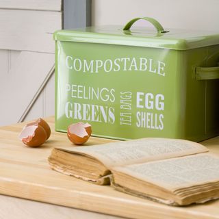 compost gardening egg shells and green box