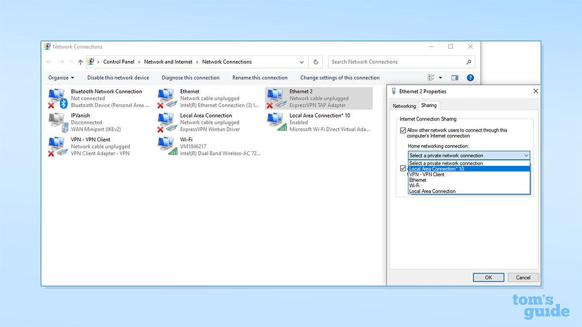 Screenshot of steps to set up virtual router on Windows