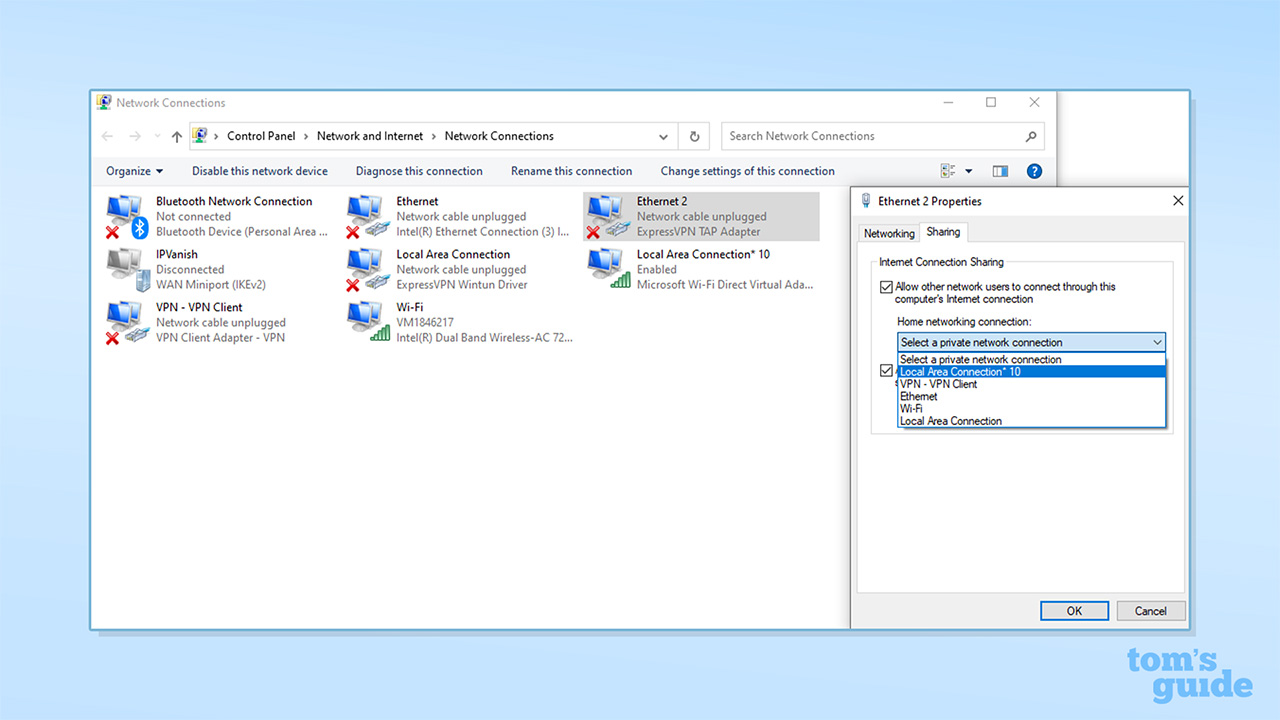 Screenshot of steps to set up virtual router on Windows