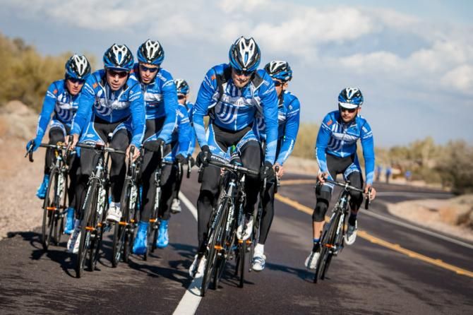 Marc de Maar leads up one of the climbs during training.