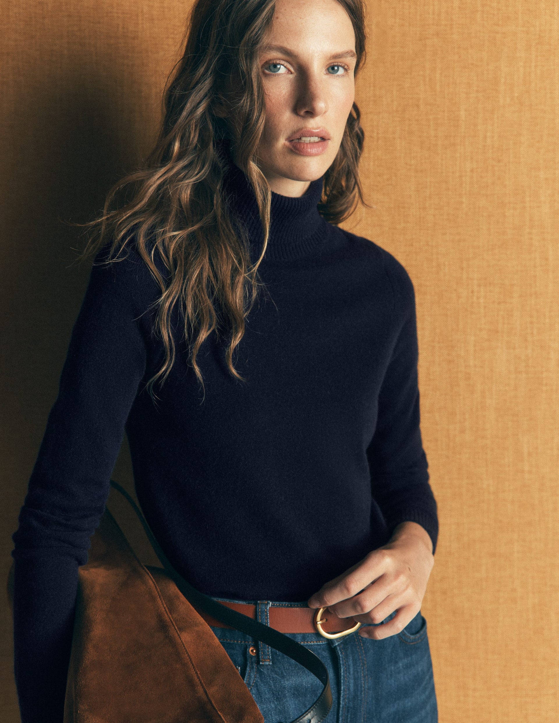 Elsie Cashmere Roll Neck-Navy