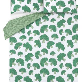 bedding with broccoli prints