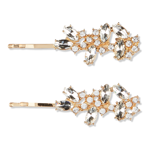 Elite Rhinestone Bobby Pins 2 Pieces Glam Gold 2 Pieces