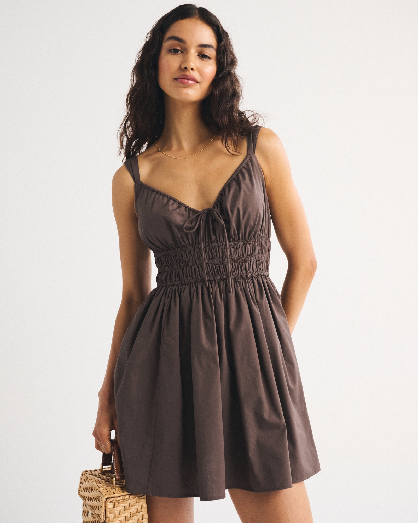 Bra-Free Smocked Tie-Front Skort