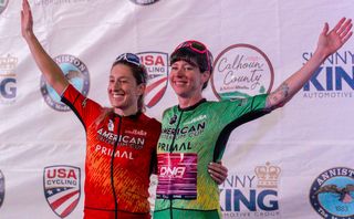 Andrea Cyr (left) of Miami Nights takes the individual ACC lead after Sunny King Criterium and Kimberly Lucie is the sprint leader for women