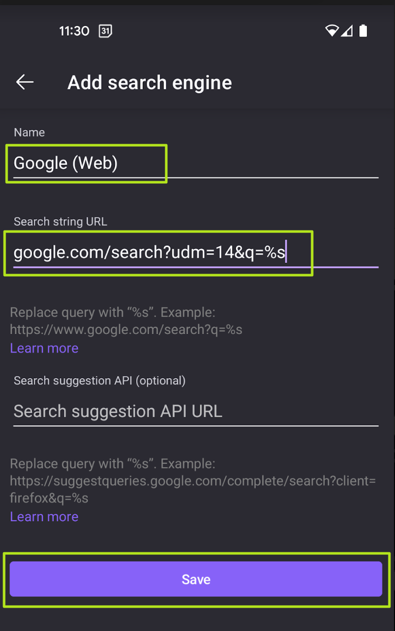 add search engine