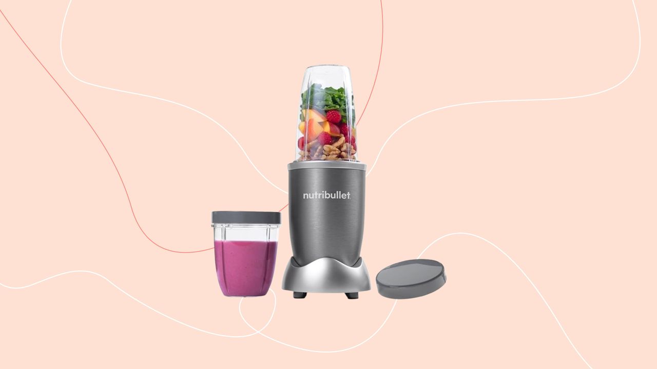 Nutribullet blender on pink background