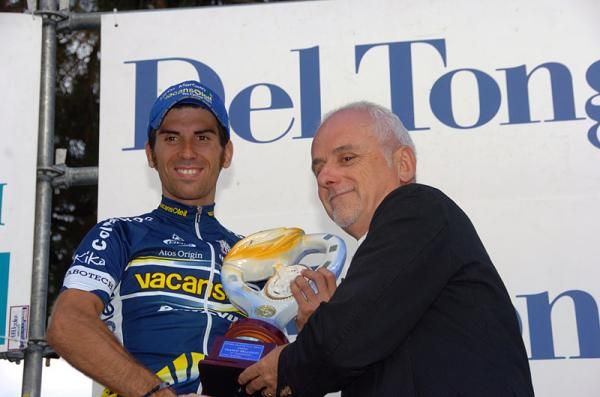 Runner-up Marco Marcato (Vacansoleil) on the podium.