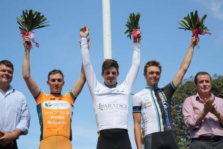 The 2012 Goulburn to Sydney podium: Anthony Giacoppo (Genesys Wealth Advisers), Luke Davison (Budget Forklifts) and Scott Law (Illawarra CC)