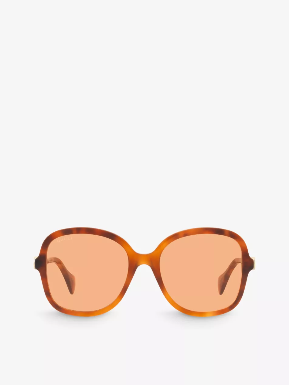 Gg1178s Butterfly-Shape Tortoiseshell Acetate Sunglasses
