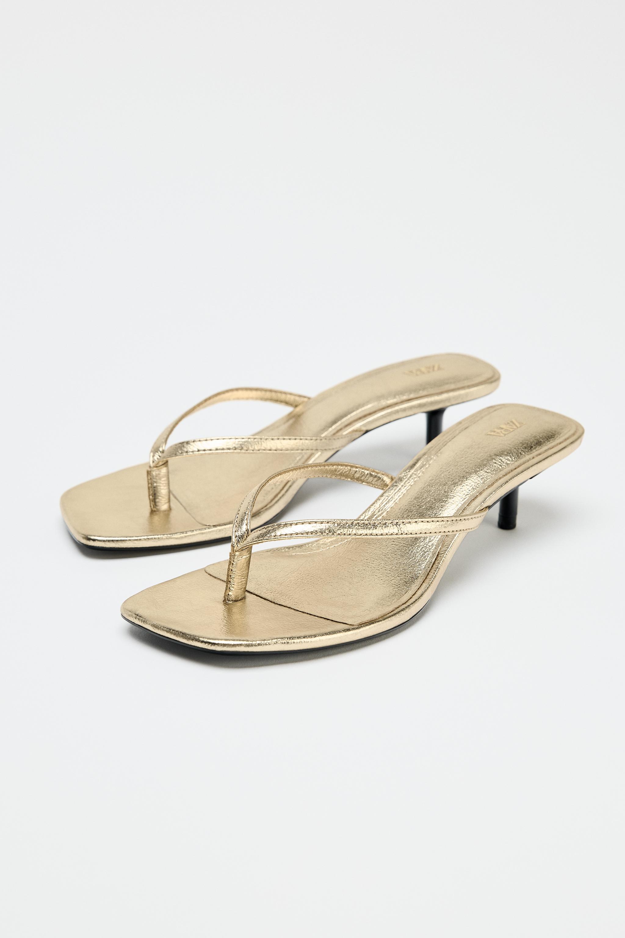 Metallic Kitten-Heel Sandals