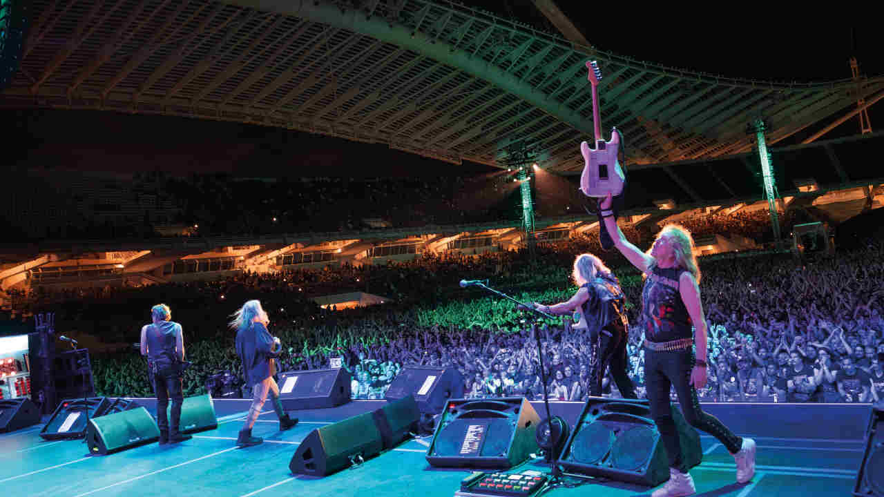 Iron Maiden performing live onstage