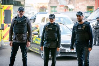Chris Lomax, Jo Davidson and Steve Arnott at a OCG raid in Line of Duty 