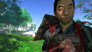 Ghost of Tsushima - Jin pouting in a flower field