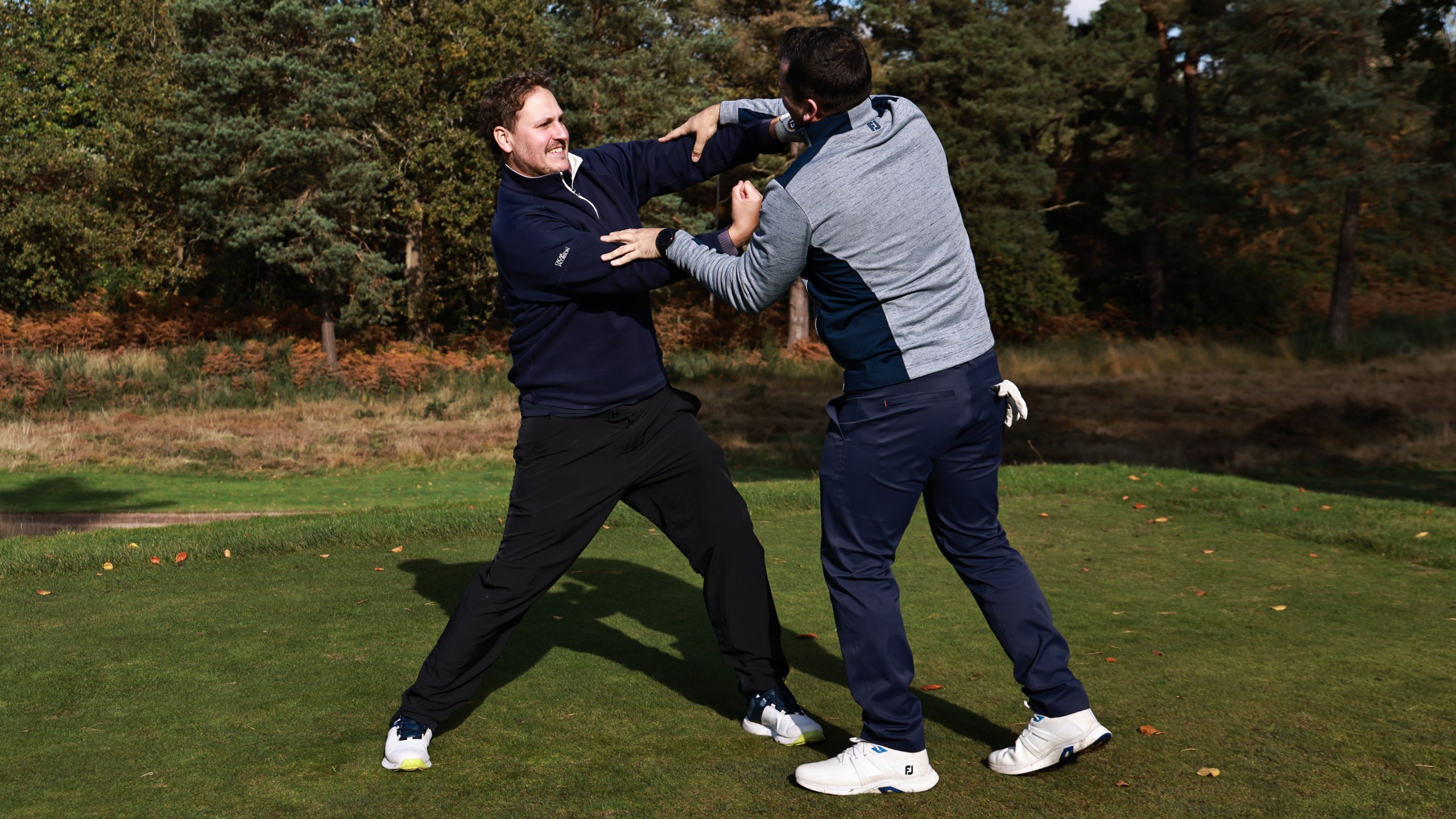 Fighting on golf course 