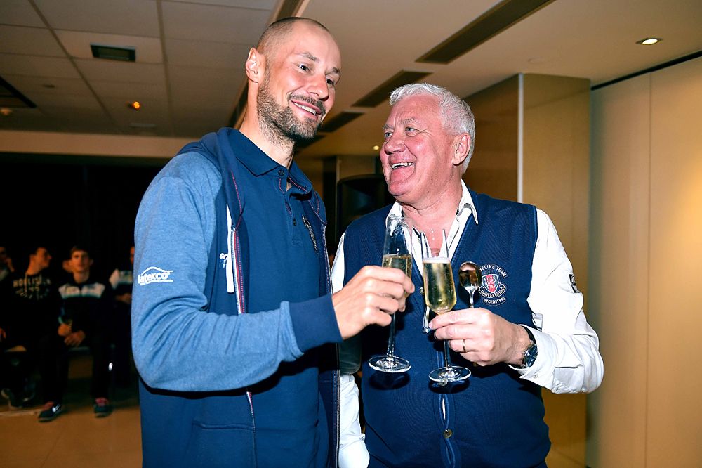Tom Boonen and Etixx-QuickStep manager Patrick Lefevere