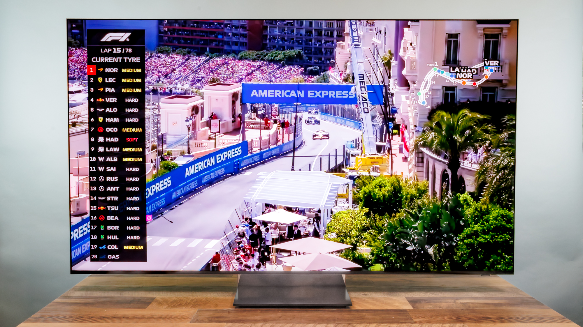 A Samsung R95H Micro RGB TV on a desk