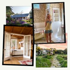 a collage of images depicting the San Ysidro Ranch hotel in Montecito, California