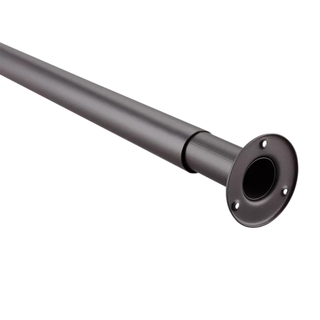 An adjustable grey closet rod