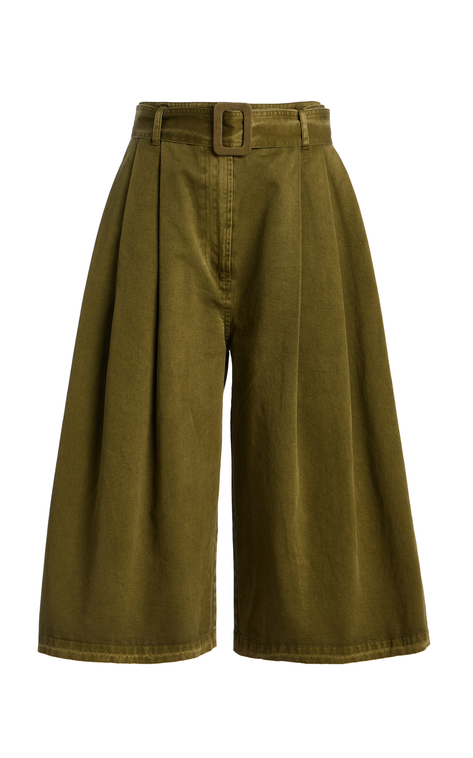 Garment-Dyed Cotton Pleated Culottes