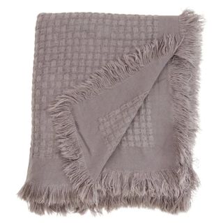 Slate, woven throw blanket with raw edges