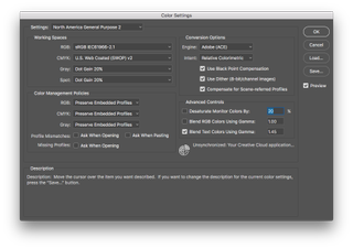 colour settings in Photoshop