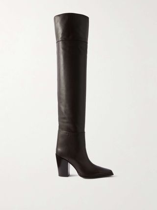 Cece 80 Leather Point-Toe Over-The-Knee Boots