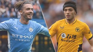 Jack Grealish of Manchester City and Raul Jimenez of Wolverhampton Wanderers could both feature in the Manchester City vs Wolves live stream 